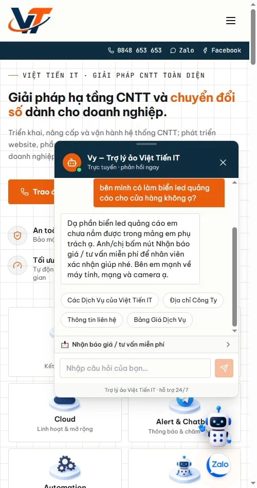 Vy từ chối việc ngoài phạm vi nhưng vẫn chuyển khách sang người thật
