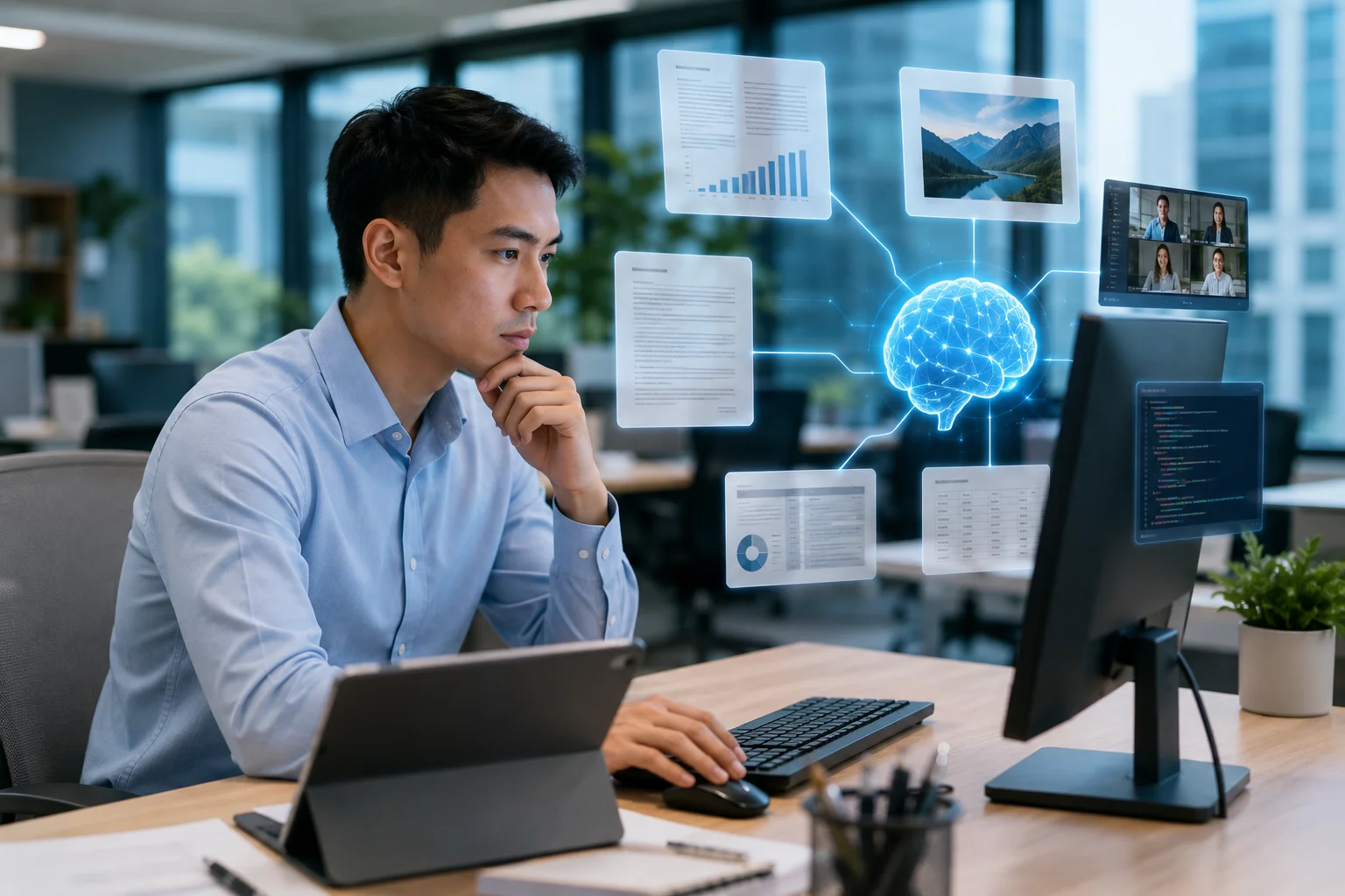 Generated image: AI-Powered Office Workspace